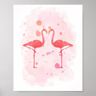 Poster "Flamingo Serenade" Pink Watercolor Flamingo