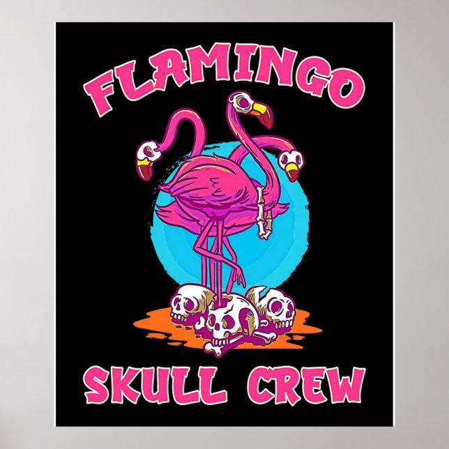 Poster Flamingo Skull Crew Halloween | Amantes Flamingo (Frente)