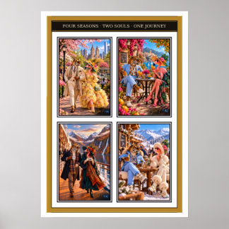 Poster Flamingo & Tiger — Four Seasons, One Journey Poste