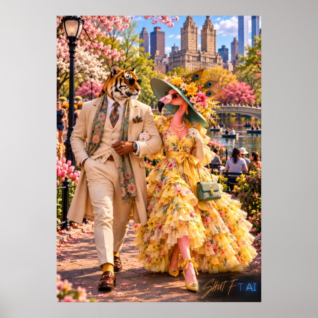 Poster Flamingo & Tiger in New York – Spring in Central P (Frente)