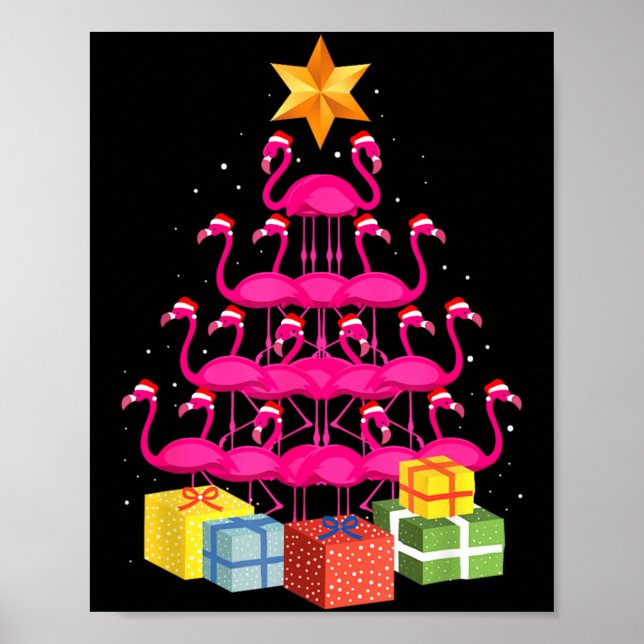 Poster Flamingo Tree Funny Ugly Christmas  (Frente)