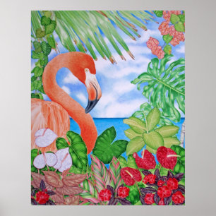 Poster Flamingo tropical