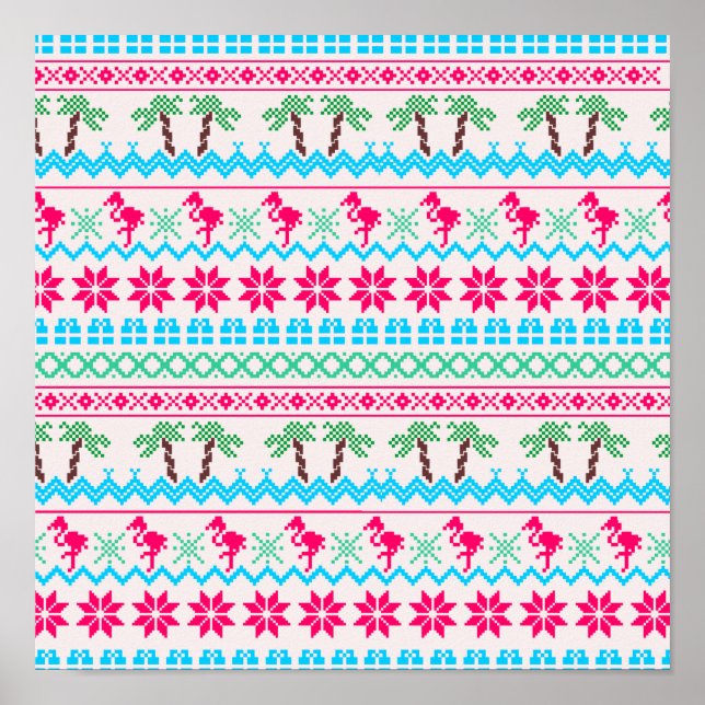 Poster Flamingo Tropical do Suéter de Natal Feio (Frente)