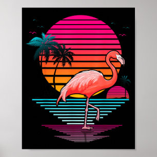 Poster Flamingo Tropical Vintage Verão Família