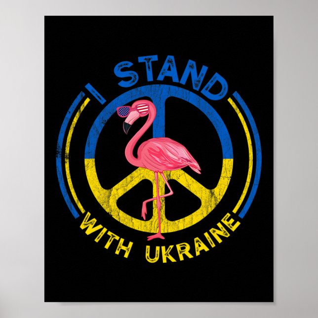 Poster Flamingo Ucrânia Eu Apoio A Bandeira Da Ucrânia Su (Frente)