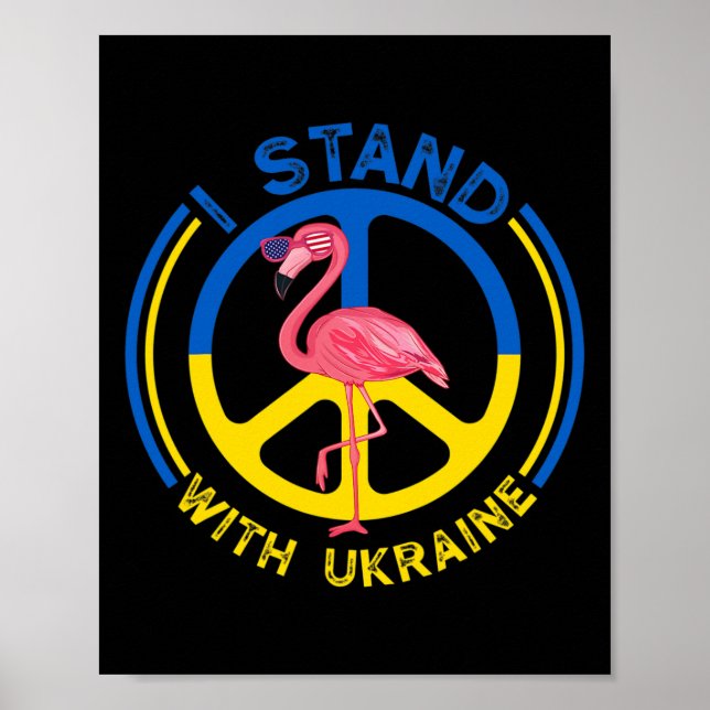 Poster Flamingo Ukraine I Stand With Ukraine Flag Support (Frente)