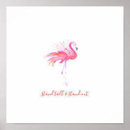 Poster Flamingo Watercolor Art Rosa