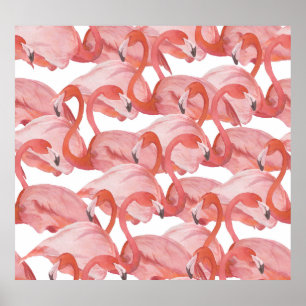 Poster Flamingo Watercolor: Padrão Invisível