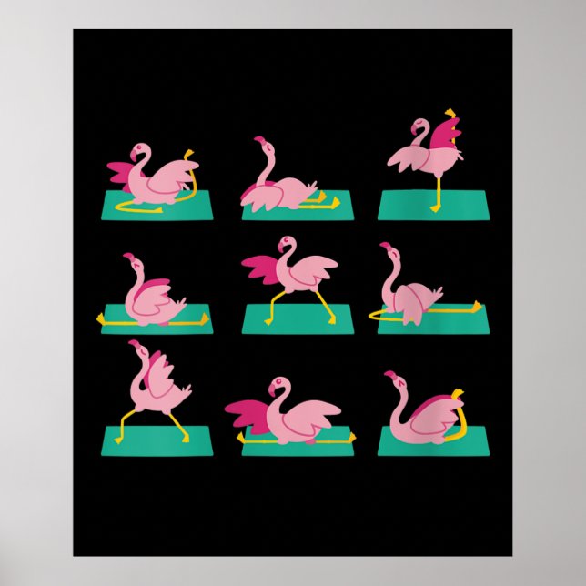 Poster Flamingo Yoga Pose Exercício De Meditação (Frente)