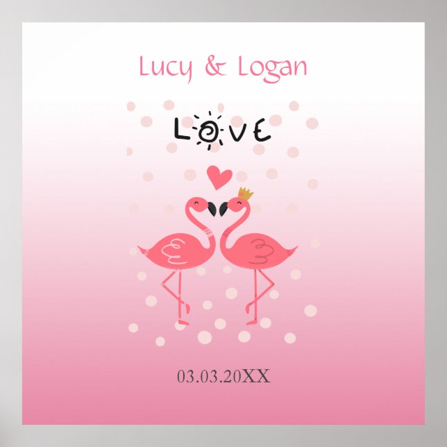 Poster Flamingos Apaixonados (Frente)