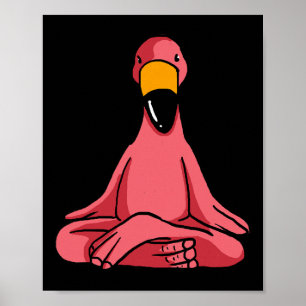 Poster Flamingos de Ioga Fofos Pássaros de Água Rosa Engr