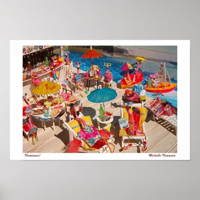 Pôster 'Flamingos!' para Impressão/Poster (sem borda) (Frente)