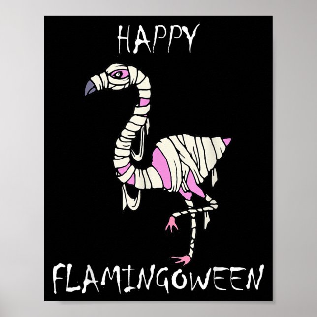 Poster Flamingoween Flamingo Engraçado do Halloween (Frente)