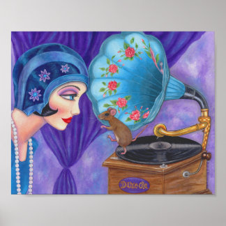 Poster Flapper Girl Roaring Twties Gramophone