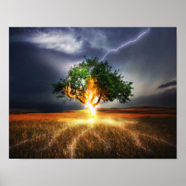 Poster flash- 845848 FANTASY LIGHTNING STRIKE TREE BACKGR