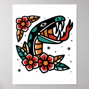 Poster Flash Tradicional de Tatuagem Americana da Antiga 