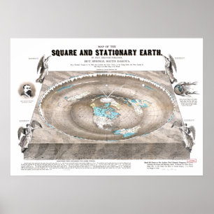 Poster Flat Earth Map