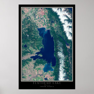 Poster Flathead Lake Montana Do Mapa Espacial por Satélit