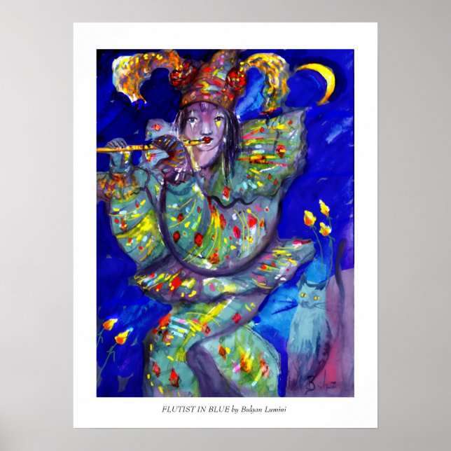 Poster FLAUTISTA EM AZUL / Noite de Carnaval Veneziano (Frente)