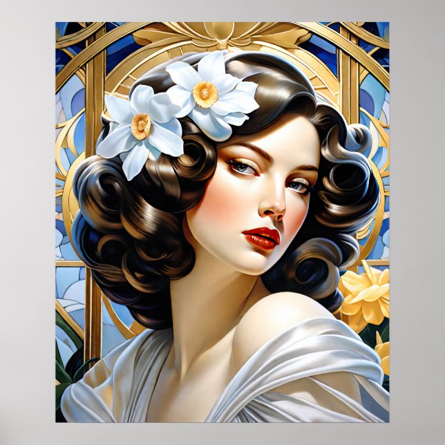 Poster Flavia Art Nouveau Group Mucha Style (Frente)