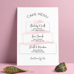 Poster Flavores De Bolo Colchado Colchado Rosa Elegante F<br><div class="desc">Menu de sabor de bolo feminino de 3 camadas com um gráfico de bolo de casamento e espaço para seus nomes de sabor para cada camada. Este sinal de bolo de noiva cor-de-água rosa-claro é perfeito para criar cardápio personalizado de sabores de bolo para o seu bar de bolo, recepção...</div>