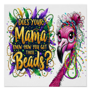 Pôster Flavty Flamingo Mardi Gras