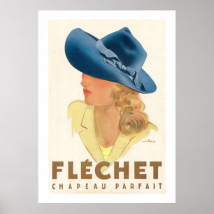 Poster Fléchet (Anúncios de chapéu francês Vintage)