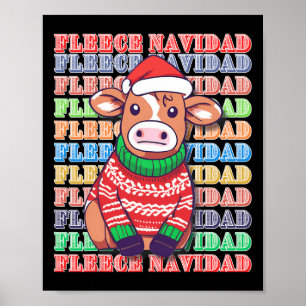 Poster Fleece Feliz Navidad - Cute Xmas Cow engraçada Cri