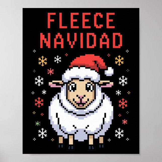 Poster Fleece Navidad Febre Suéter Engraçado Ovelha de Na (Frente)