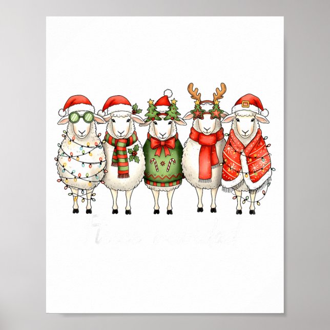 Poster Fleece Navidad Sheep Christmas Lights Dinner Famil (Frente)