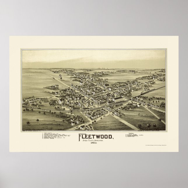 Poster Fleetwood, PA Panorâmica - 1893 (Frente)