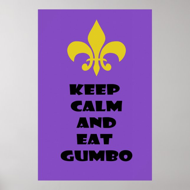 Poster Fleur de Lis Fique Calmo Comendo Gumbo Purple (Frente)