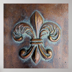 Pôster Fleur De Lis, Impresso Em Cobre Com Idade