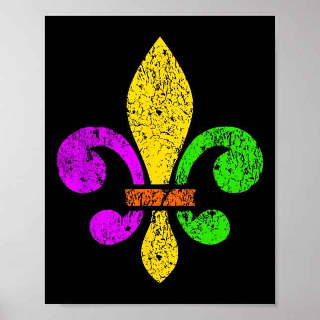 Poster Fleur De Lis Mardi Gras Funny Top New Orleans Wome (Frente)