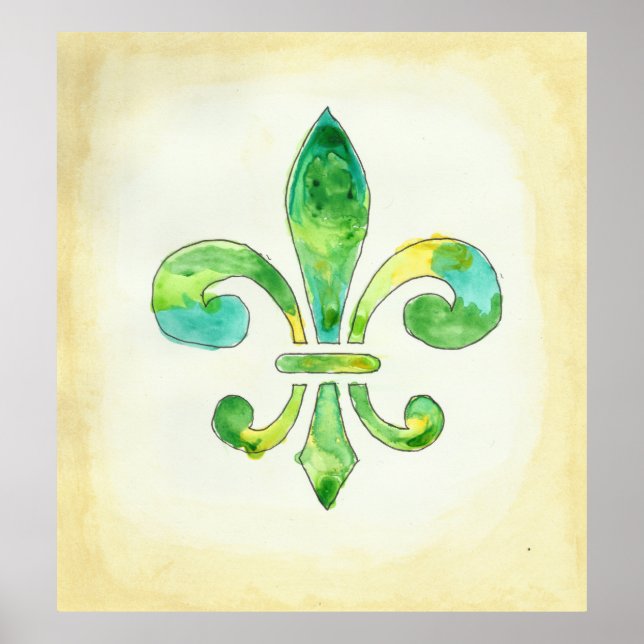 Poster Fleur De Lis Watercolor (Frente)