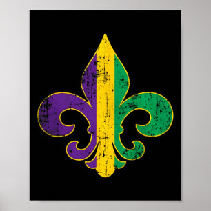 Poster Fleur Delis Mardi Gras Símbolo do Carnaval de Loui
