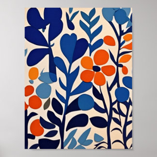 Poster fleurs retro 70's