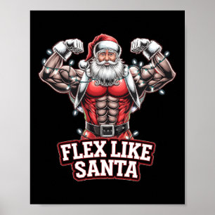 Poster Flex Like Santa Claus Bodybuilding Gym Wo
