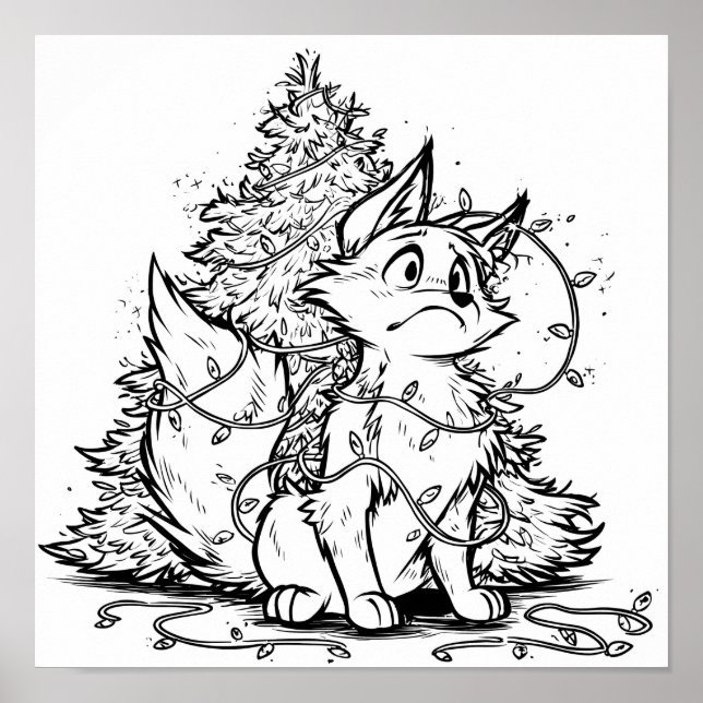 Poster Flicker the Fox Christmas Pickle Coloring Page (Frente)