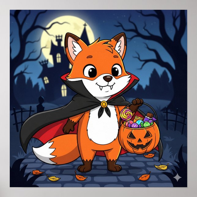 Poster Flicker the Fox - Vampiro de Halloween (Frente)
