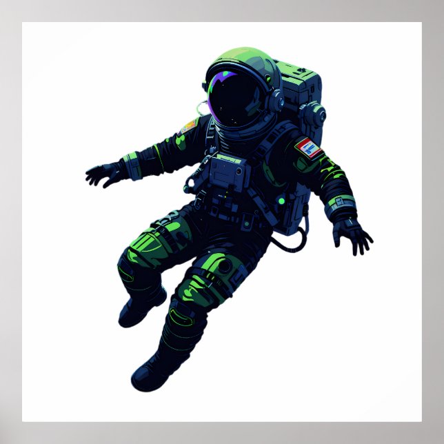 Poster Floating Astronaut in Space Suit Illustration (Frente)