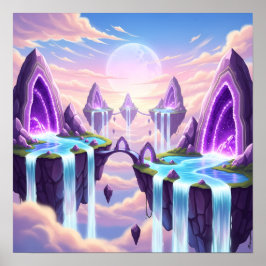 Poster Floating Crystal Kingdom above the Clouds