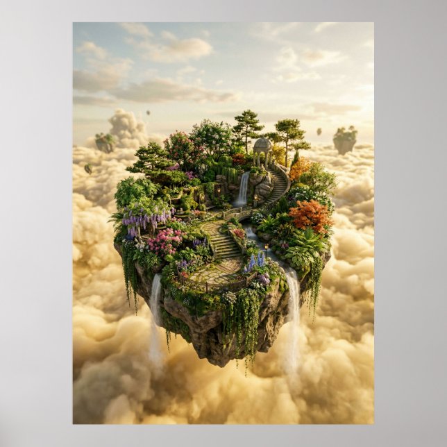Poster Floating Garden Island Fantasy Art (Frente)