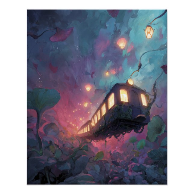 Pôster Floating Lantern Train Through Dream Forest (Frente)