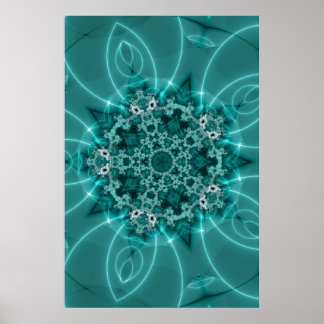 Poster Floco de Neve | Arte Fractal Azul e Branca