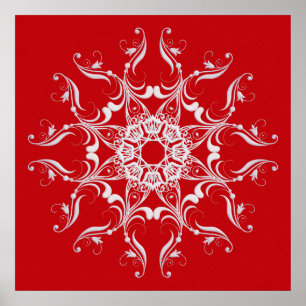 Poster Floco de neve barroco vermelho do estilo
