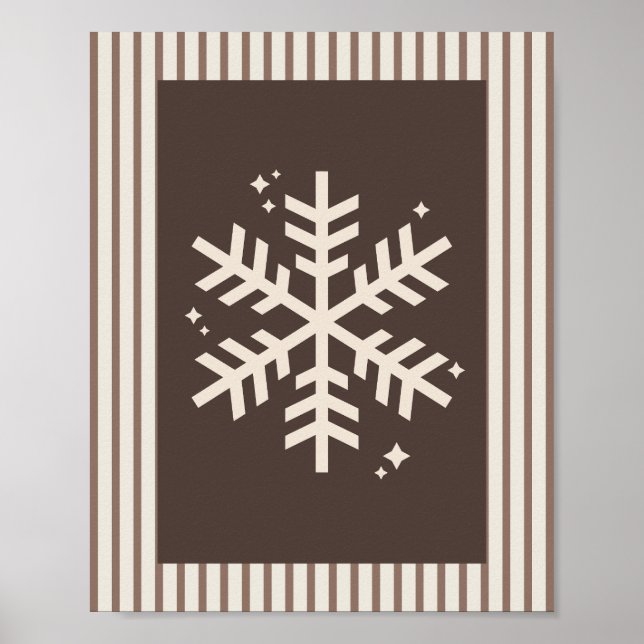 Poster Floco de neve marrom listrado (Frente)