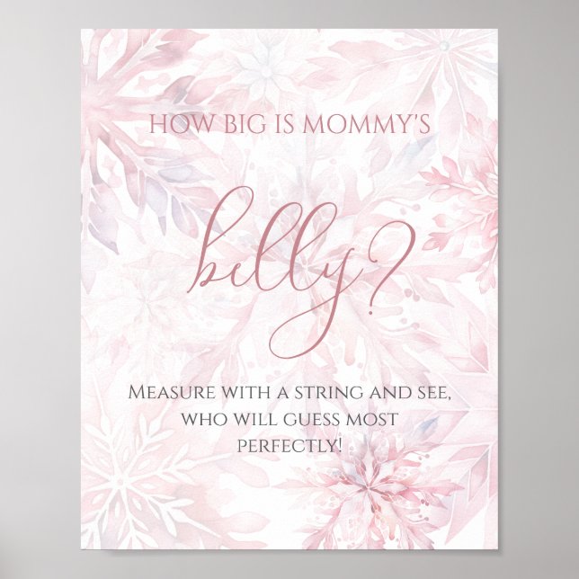 Poster Floco de neve rosa chá de fraldas Quão grande é a  (Frente)