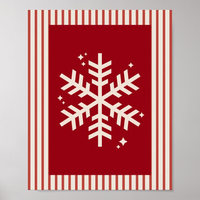 Poster Floco de neve vermelho listrado (Frente)