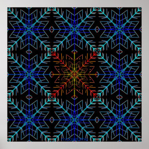 Poster Flocos 36x36 do azul e do vermelho